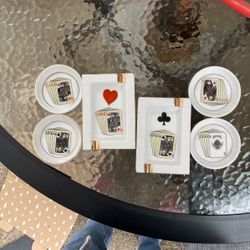 Vintage Poker Coasters And Ashtrays