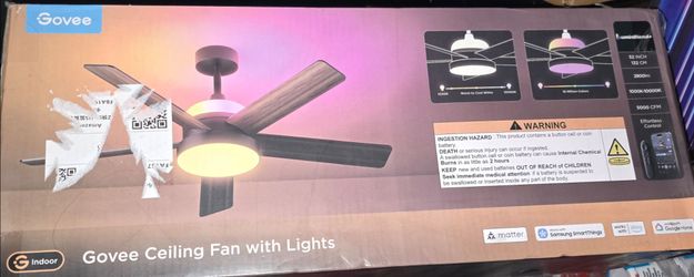 Govee Ceiling Fans with Lights and Remote, RGBIC Smart 52'' flush mount
Reversible DC Motor, Dimmable, 2800lm, Low Profile Ceiling Fan for Bedroom, Li