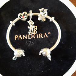 Pandora CUFF Disney Bracelet W Charms