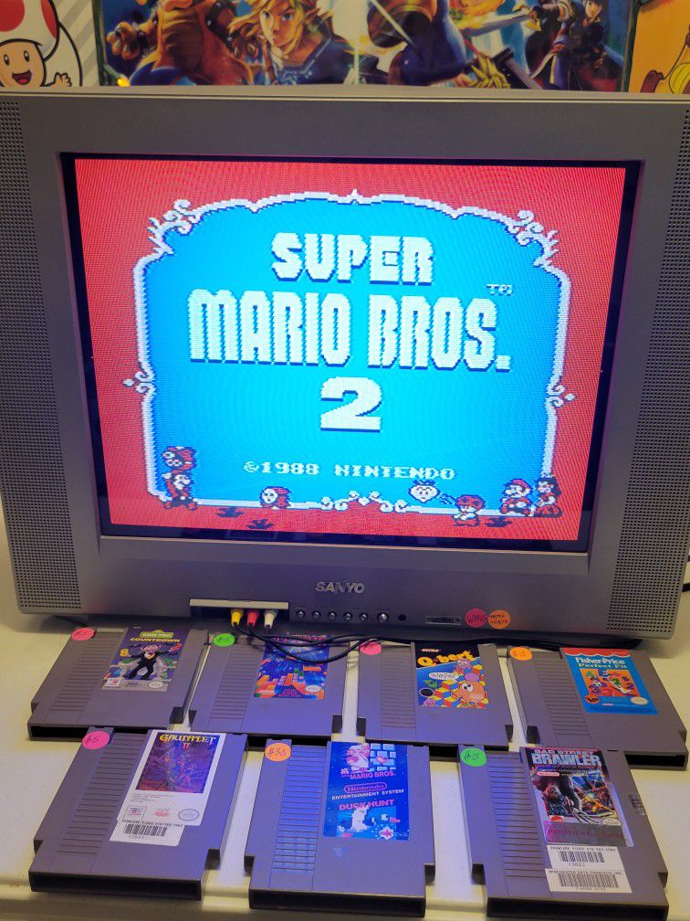 🦆Nintendo NES Video Game Carts CRT TV Super Mario Bros 2 Gauntlet 2 Bad Street Brawler🦆