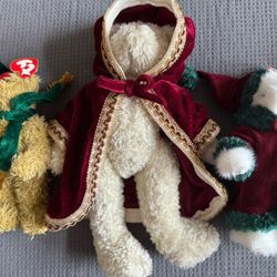 3 Vintage TY Attic treasurers Holiday Jointed bears 