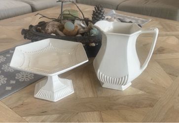 Vintage Ironstone set - pitcher & pedestal cake plate