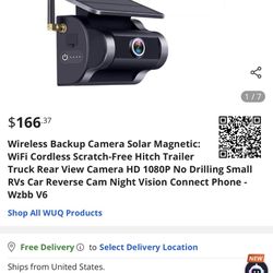 Wireless Backup Camera Solar Magnetic WiFi Cordless Scratch Wzbb Model  V6 New In Box.