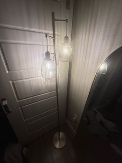 Modern 3-Light Silver Cage Floor Lamp