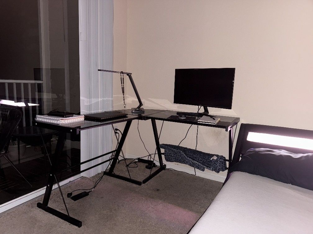 Black Stainless steel Computer Desk