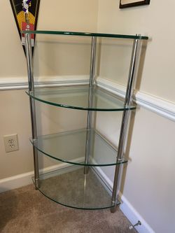 Glass and Chrome Corner Shelves