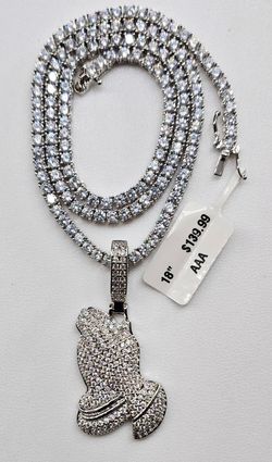 Tennis Chain with Praying Hands