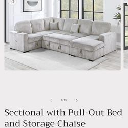 Sectional with Pull-Out Bed and Storage Chaise