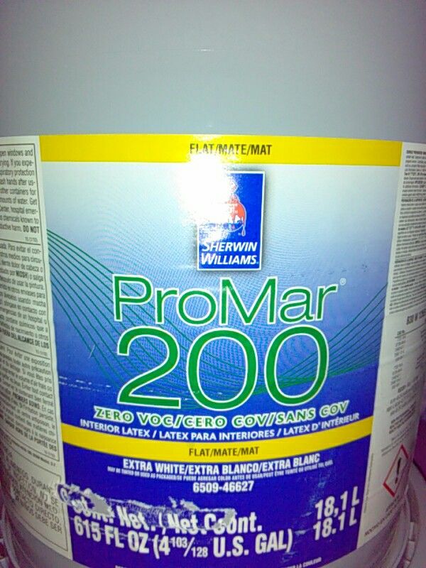 Sherwin Williams promar 200 interior latex flat white paint