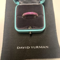 David Yurman Sterling Silver and Pink Ring