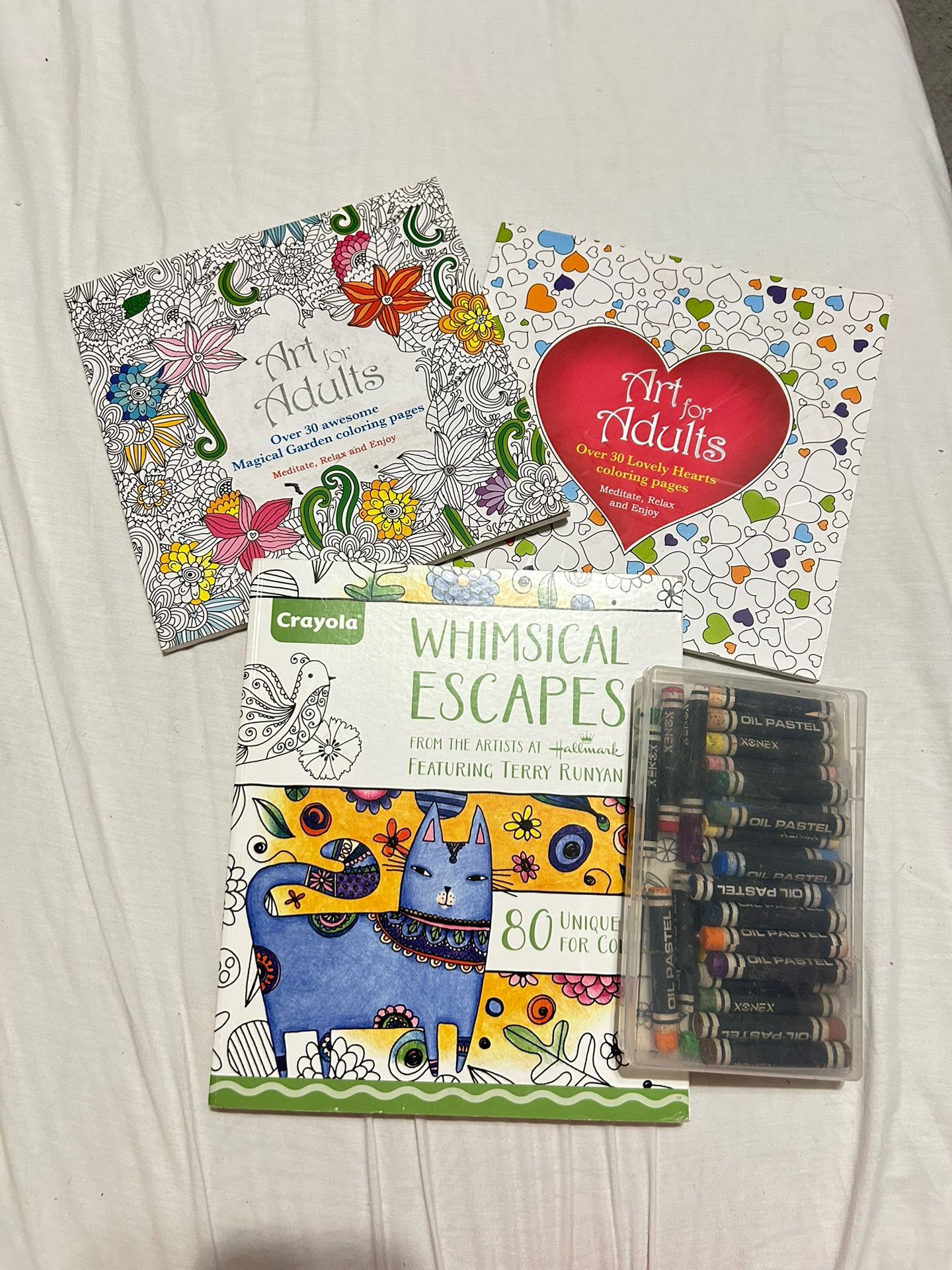 Adult Coloring Book & 26 Oil Pastels