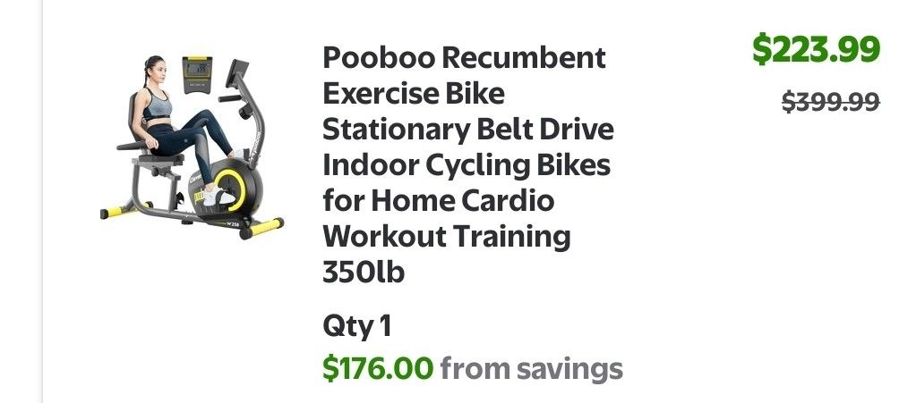 Pooboo Recumbent Exercise Bike Stationary Belt Drive Indoor