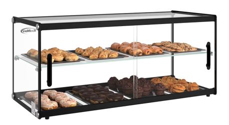 KoolMore 36 in. 2 Tiered Pastry Display Case with Glass Shelf and Sliding Door, 4.2 cu. ft. Capacity, ETL Listed
