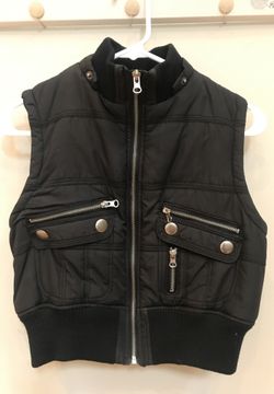 Puffer vest top black sz medium women cute zipper detail