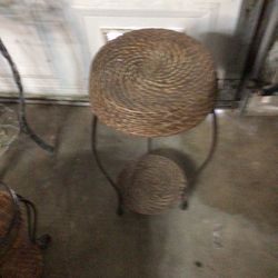 Woven Vintage Rattan Planter Stand 