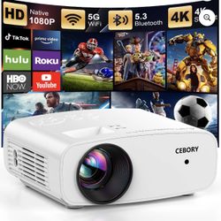 Brand New in box Native 1080P WiFi Bluetooth Projector w/ Screen & Tripod
