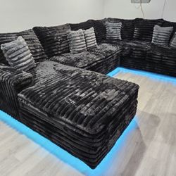 Sectional Corduroy Fabric With LED 