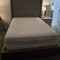Ashley Queen Diamond Stud Headboard with Frame