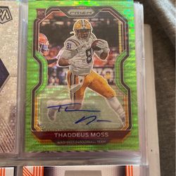 2020 Panini Prizm Thaddeus Moss GREEN Rookie Auto Washington RC LSU /75