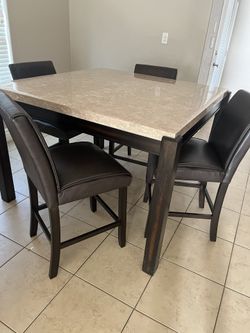 Genuine Counter Marble Top Table And 4 Chairs