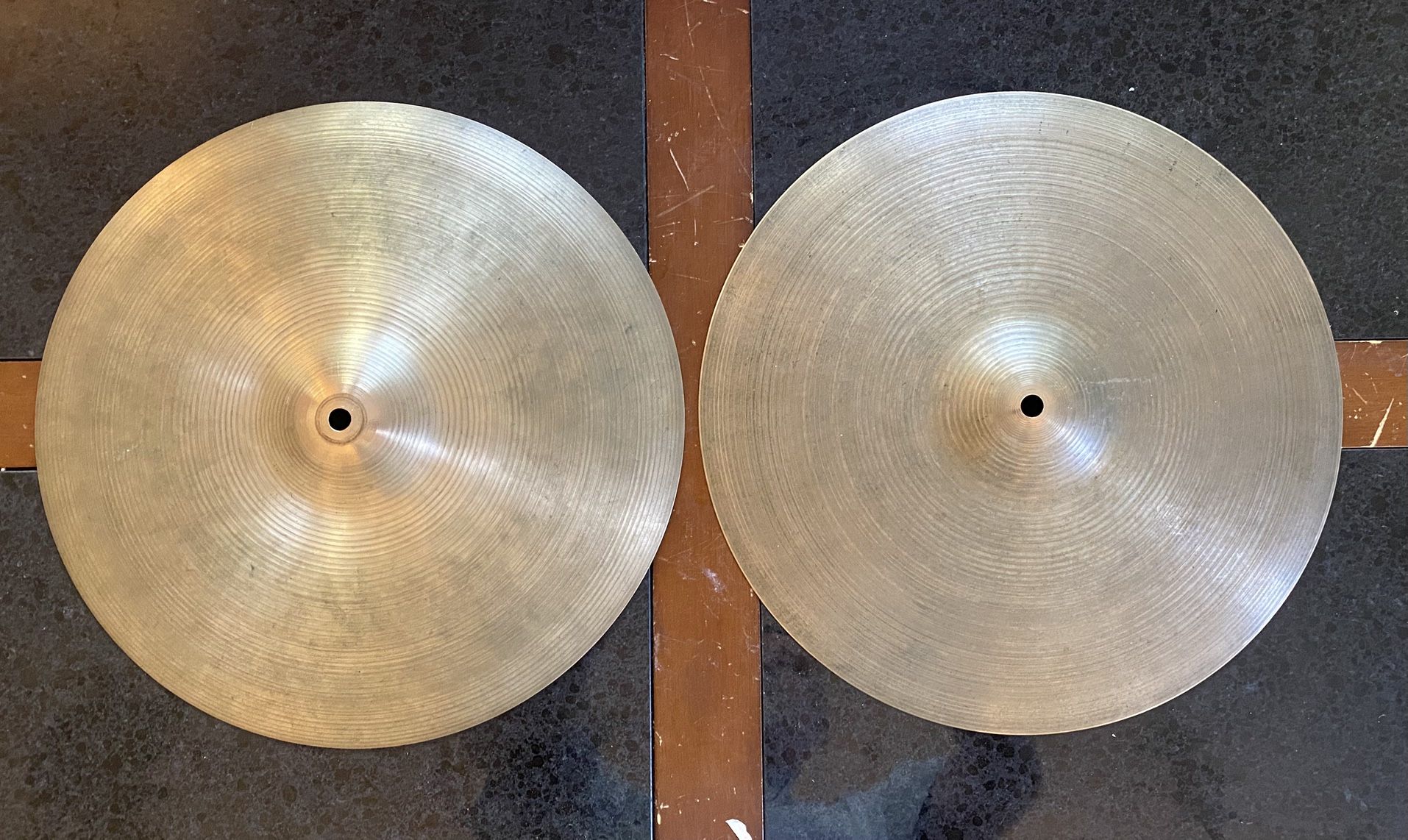 Rare Vintage 1970’s 15” Hollow Label New Beat Hi Hat Cymbals