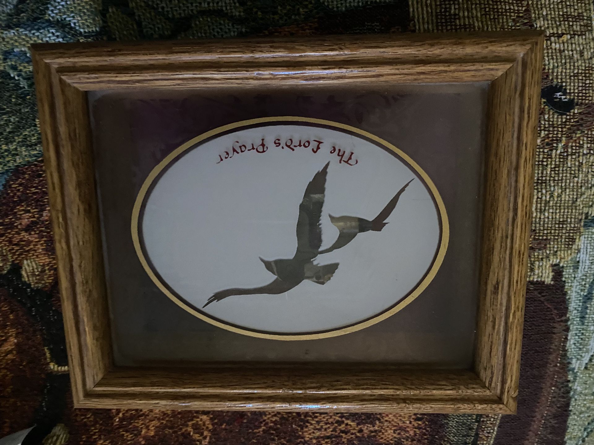 Vtg. Music Box Wooden/ glass “The lords Prayer”