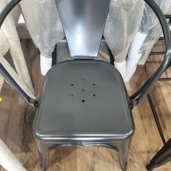 Modern Industrial Grey Finished Metal 4-Piece Dining Chair Set(New)