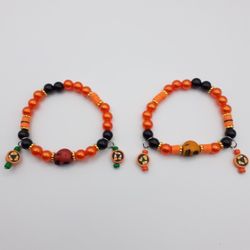 Elastic Bracelets, Handmade Halloween Bracelets with Integrated Charms,   