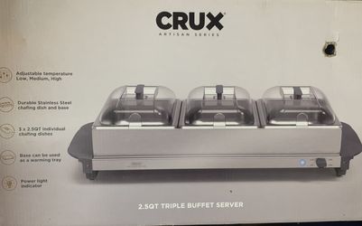 2 Brand New Still In Box SEALED Crux Artisan Series 2.5QT Triple Buffet Server