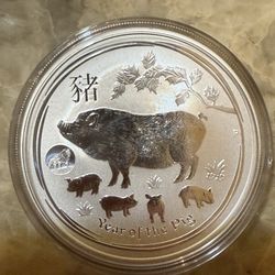 2019 1oz Perth Mint Year Of The Pig Lion Privy Silver Coin