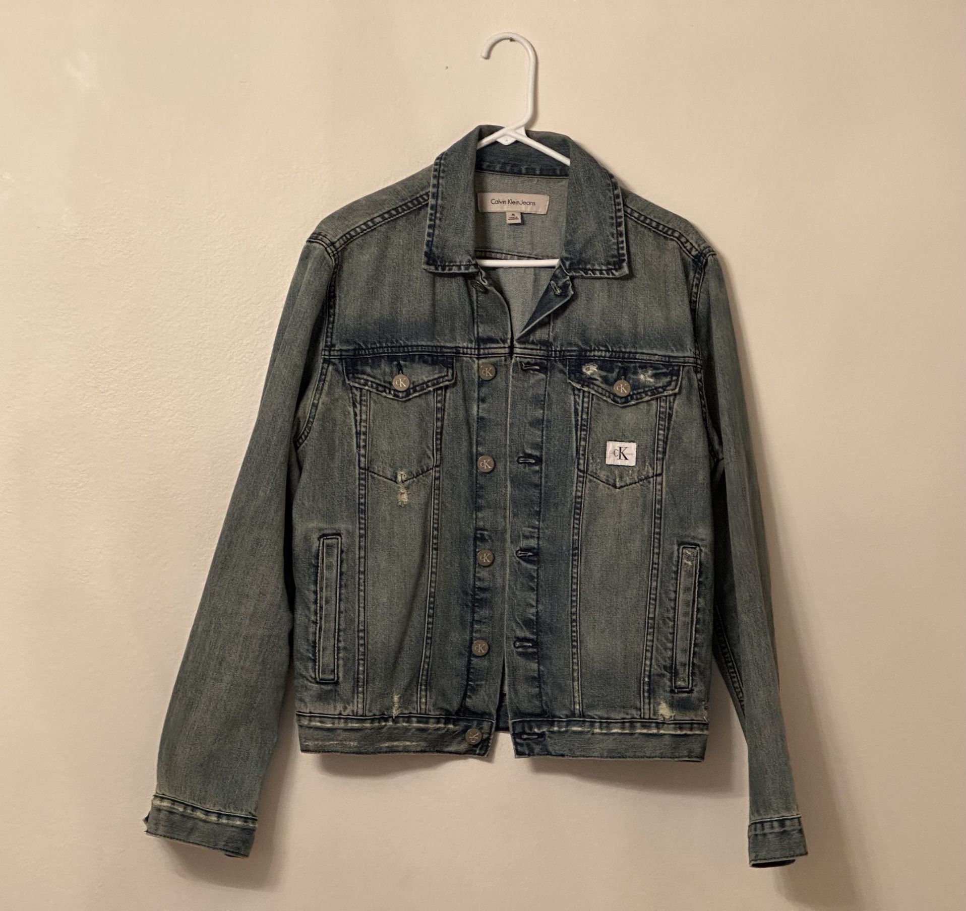 Vintage Calvin Klein CK Jeans Blue Denim Trucker Jacket Men’s M Medium
