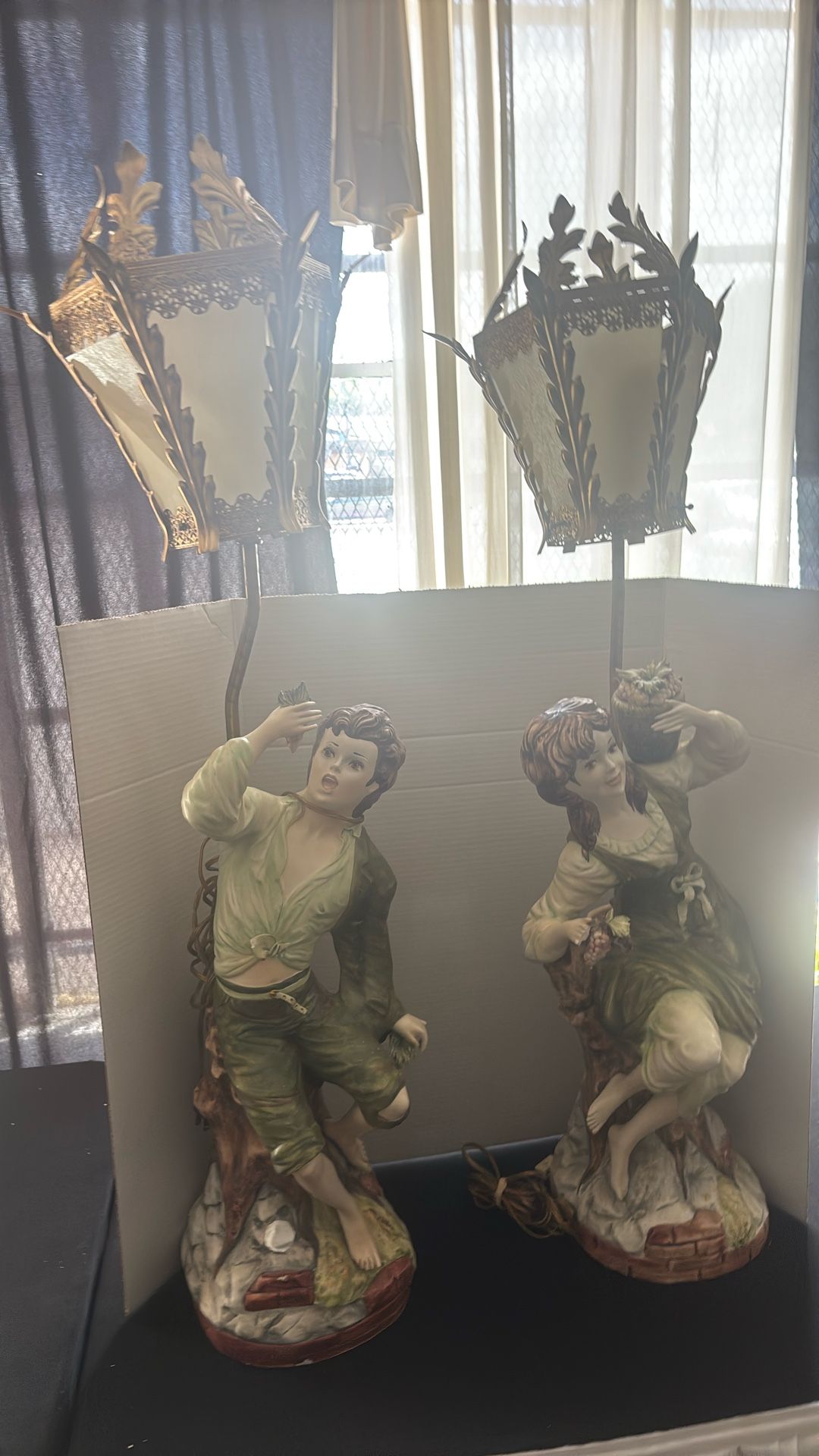 Pair of antique lamps