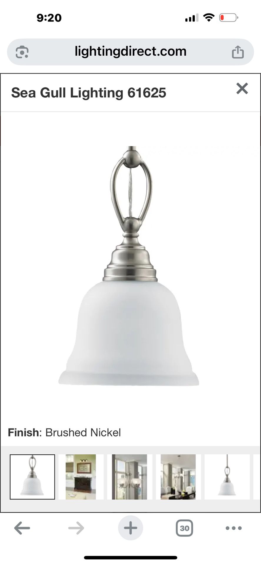 NIB 7" W Generation Lighting Wheaton Mini PendantModel: 61625-962