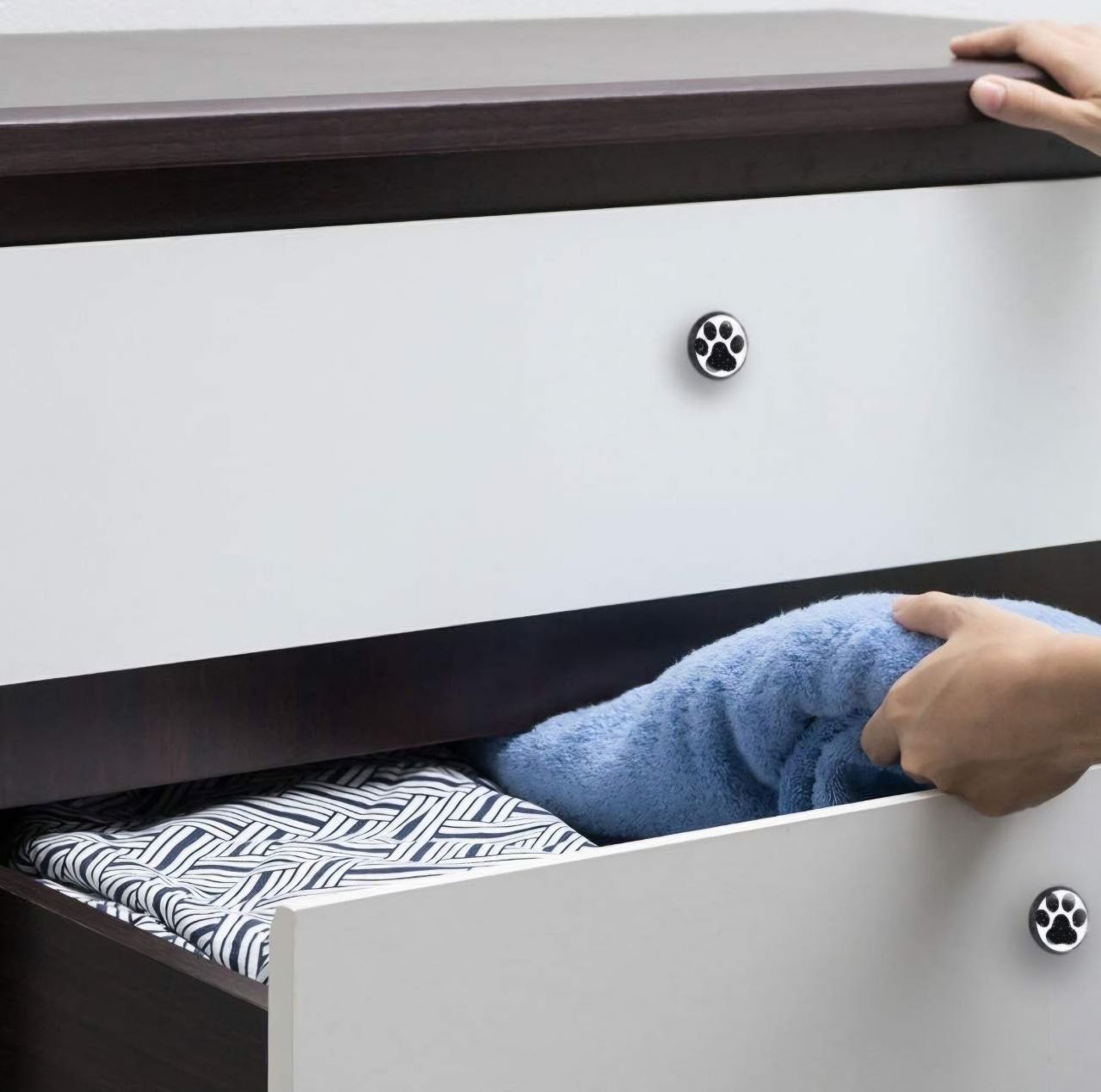 4 Pieces Set Cabinets Hardware Round Furniture Knobs Dog Paw Footprint Print,Drawer Dresser Cupboard Wardrobe Pulls Handles for Home Kitchen