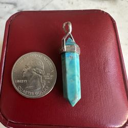 925 Sterling Silver Turquoise Sphere Pendant , Marked 925 ,