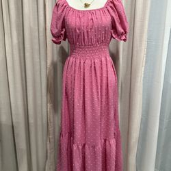 🌸 Pink Smocked Maxi Dress