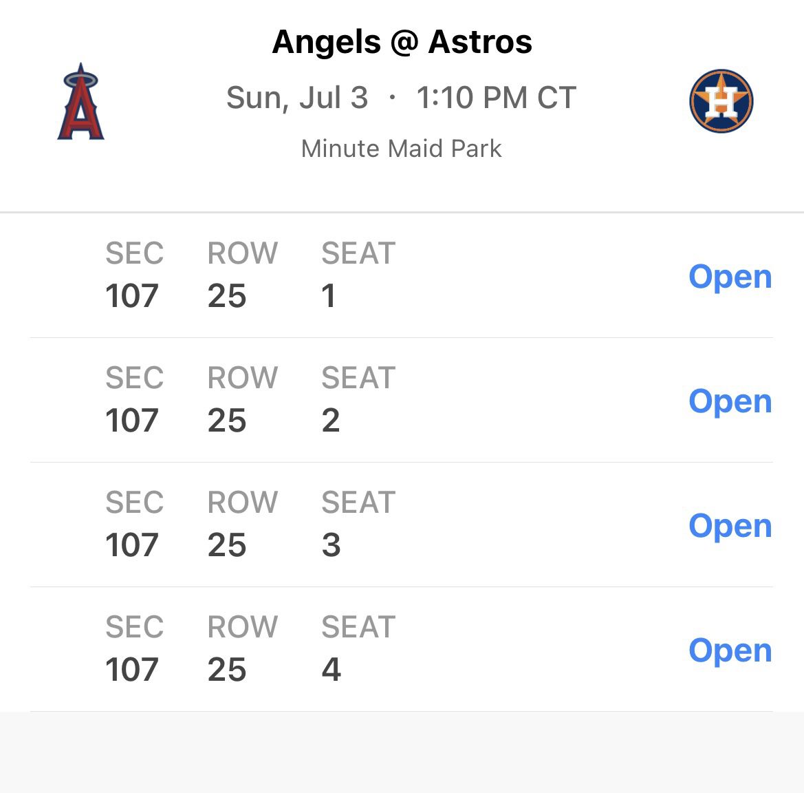 Astros Tickets 7/3/2022