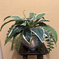 Pretty Faux Fern Plant in Ceramic Vase