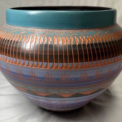 Vintage Navajo Terracotta Vase - Signed 