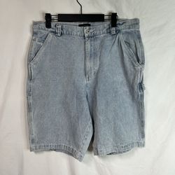 Vintage Y2K Enjoi Skateboarding Denim Carpenter Jean Shorts Mens 32 Blue Baggy