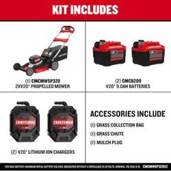 Craftsman Max 21-in Self Propelled Battery Walk/Lawn Mower (Retail $649)