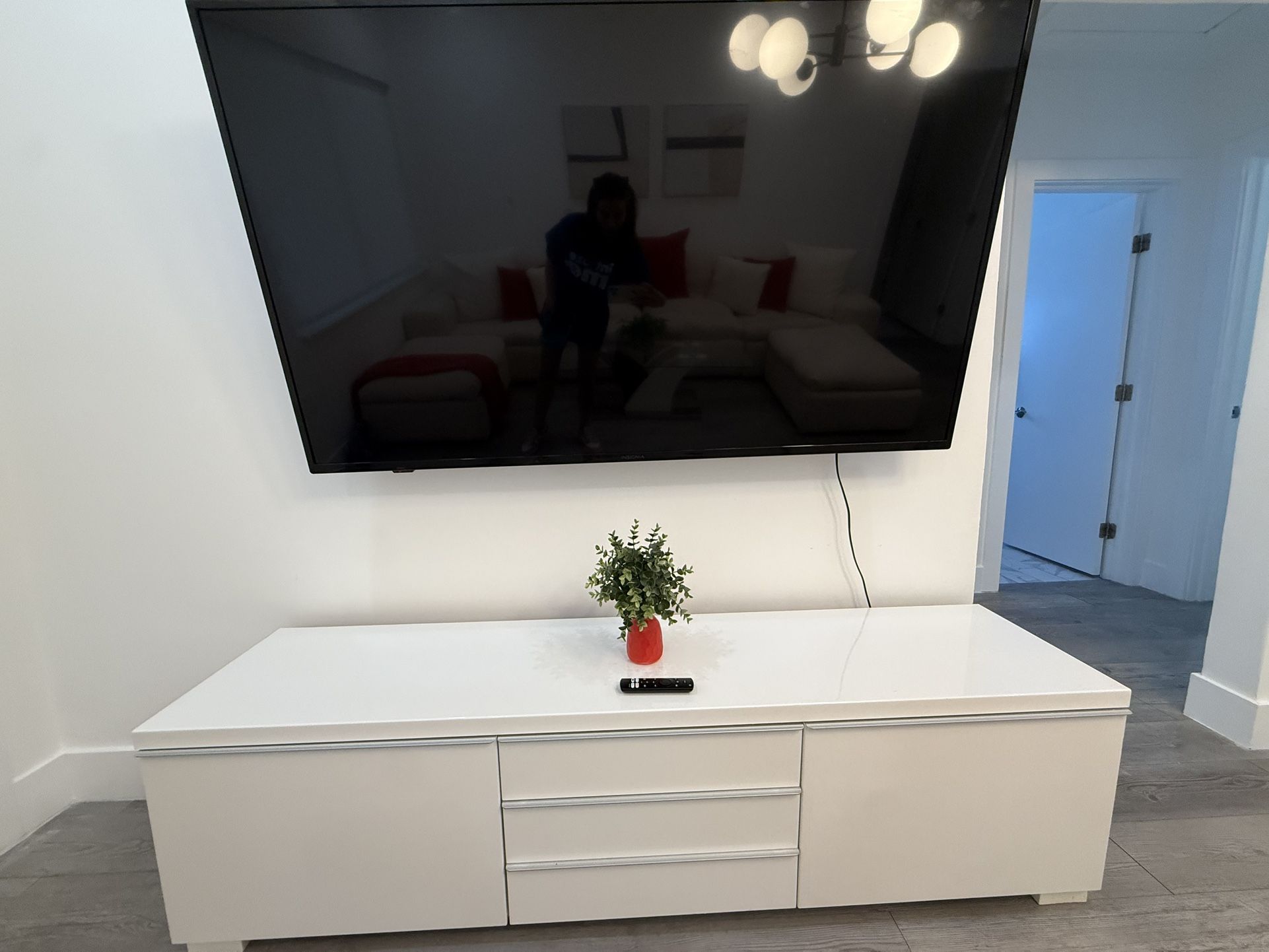 6’ Long White TV Console Table