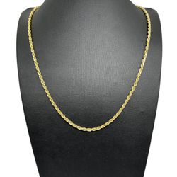14kt Yellow Gold Plated Sterling Silver 3mm Rope Chain 24”