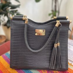 bebe Los Angeles  Natalie Croco Shopper Satchel Handbag . 