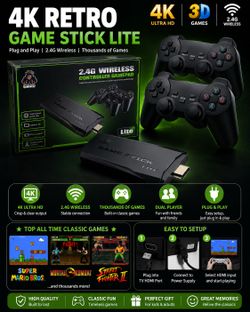 4K Retro Game Stick w/ Wireless Controllers