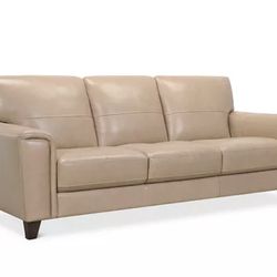 Brayna 88" Classic Leather Sofa In Taupe