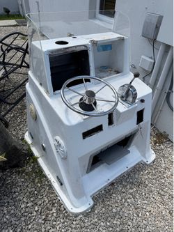 Boat Center Console / Helm Station With Windshield & Controls – 47” Wide