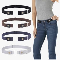 No Buckle Belts Adjustable Invisible Elastic Stretch- Black Brown Gray Blue
