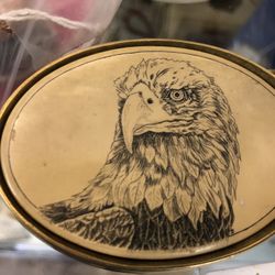 Brass Made Barlow belt buckle In Great By Shape With An  Soft Eagle Facing Front