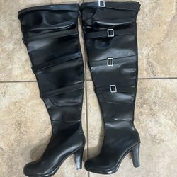 Black Thigh High Boots Women’s Size 8